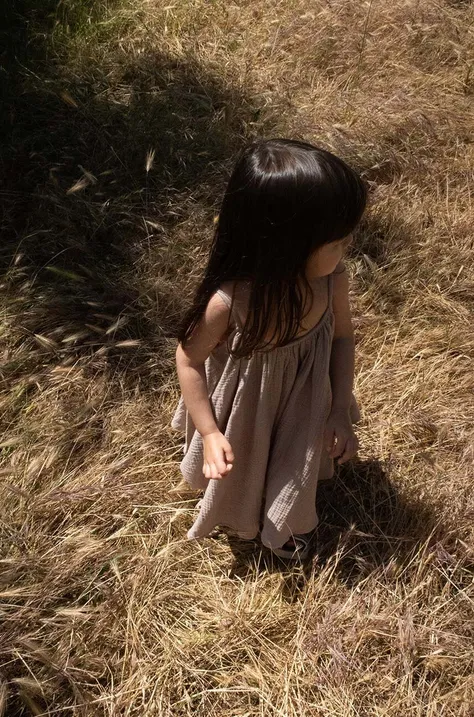 Дитяча бавовняна сукня Konges Sløjd колір коричневий mini розкльошена