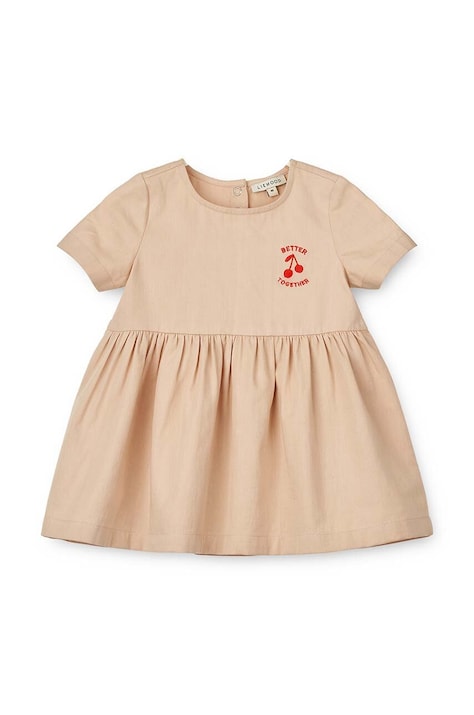 Бебешка памучна рокля Liewood Livia Baby Dress в червено къса разкроена