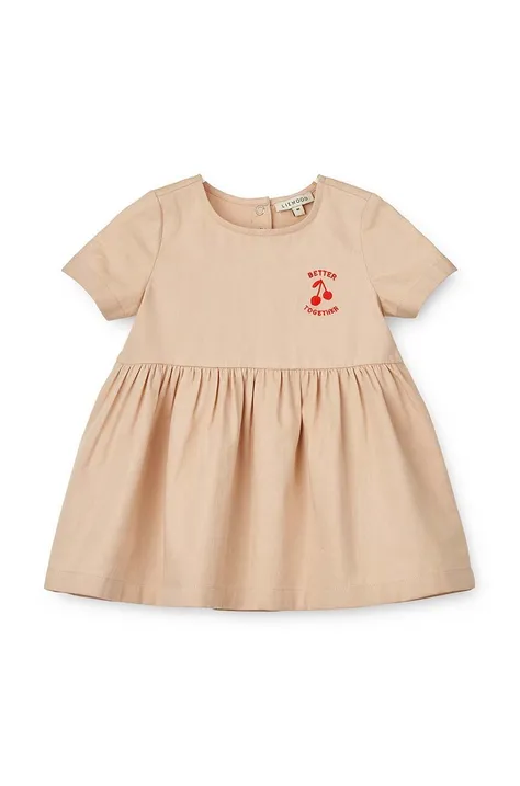 Pamučna haljina za bebe Liewood Livia Baby Dress boja: crvena, mini, širi se prema dolje