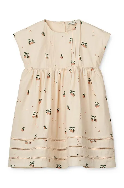 Dievčenské bavlnené šaty Liewood Gudrun Printed Dress ružová farba, mini, áčkový strih