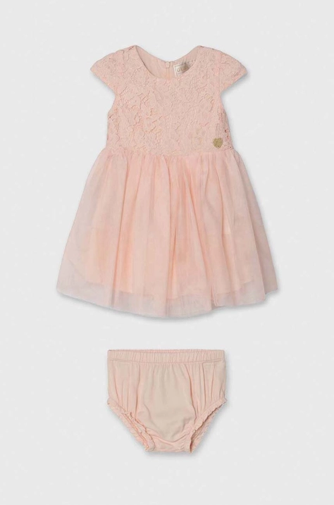 Guess rochie bebe culoarea portocaliu, mini, evazati