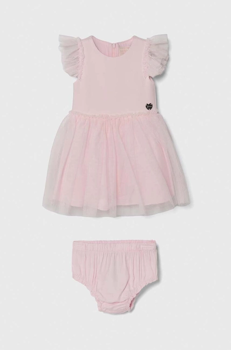 Guess rochie bebe culoarea roz, mini, evazati