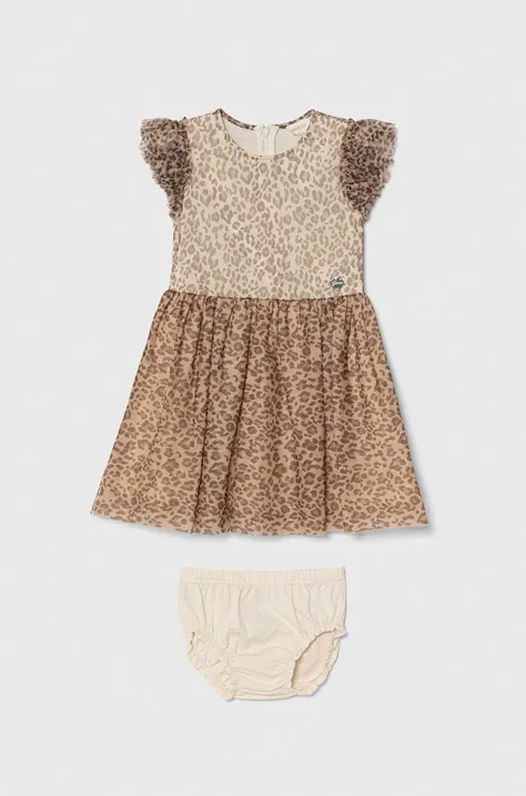 Dječja haljina Guess boja: smeđa, mini, širi se prema dolje