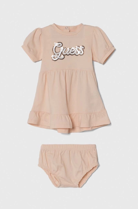 Guess rochie bebe culoarea portocaliu, mini, evazati