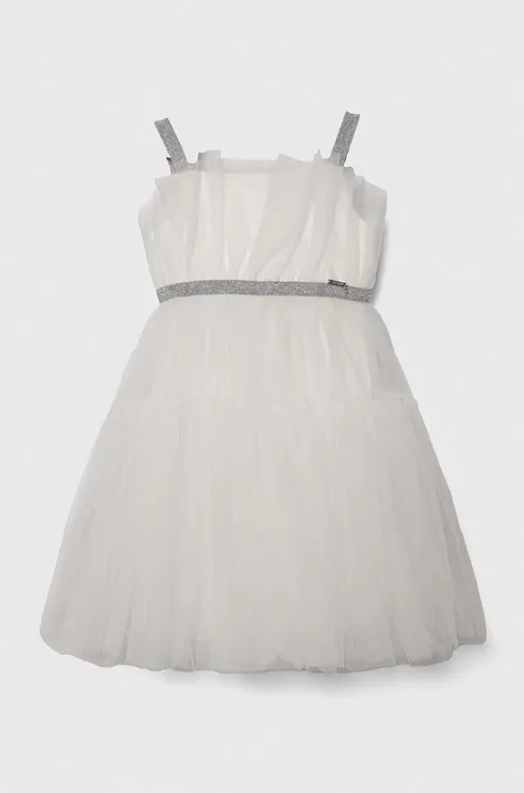 Детска рокля Guess в бяло среднодълга разкроена