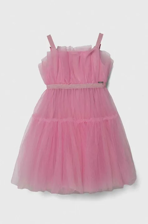 Παιδικό φόρεμα Guess χρώμα: ροζ