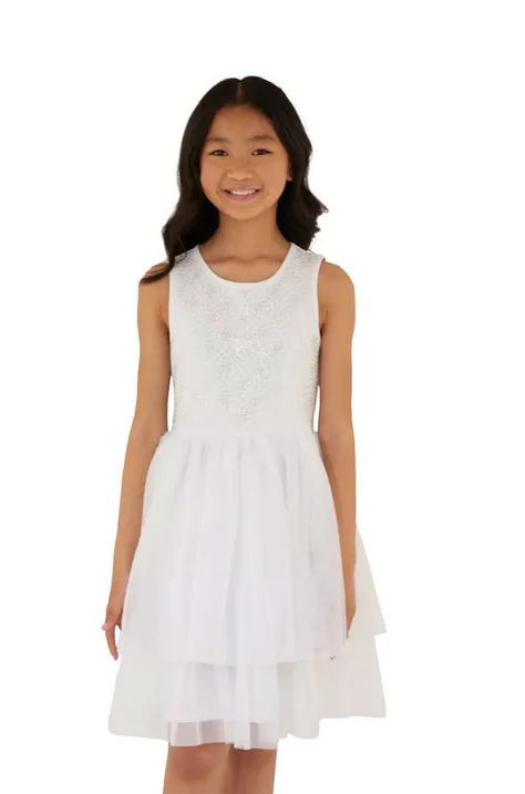 Детское платье Guess цвет белый mini расклешённая