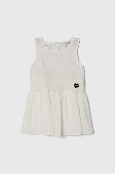Παιδικό φόρεμα Guess χρώμα: άσπρο