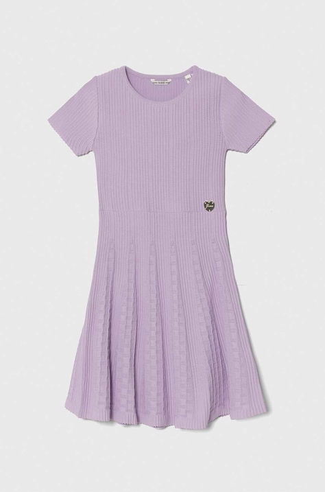 Guess rochie fete culoarea violet, mini, evazati