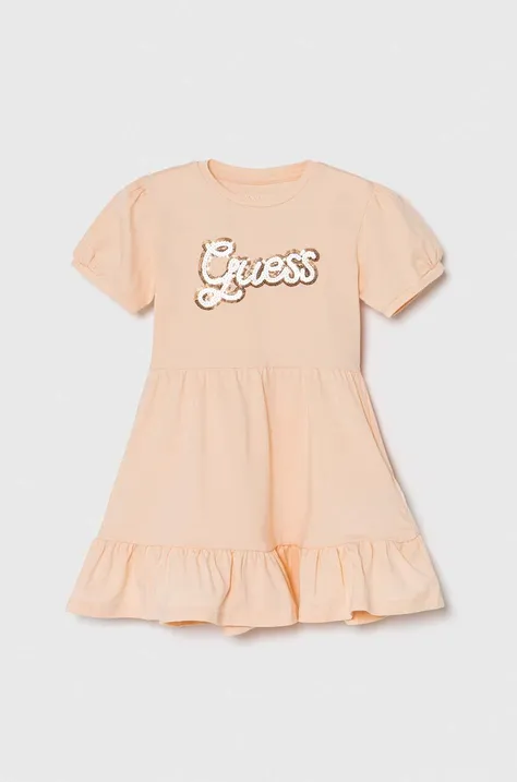 Παιδικό φόρεμα Guess χρώμα: πορτοκαλί