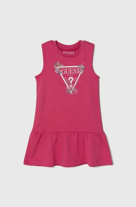Дитяча бавовняна сукня Guess колір рожевий mini пряма