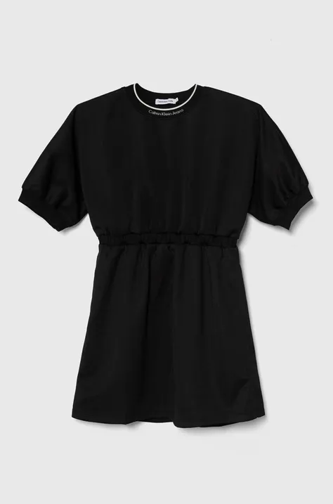 Dječja haljina Calvin Klein Jeans boja: crna, mini, širi se prema dolje