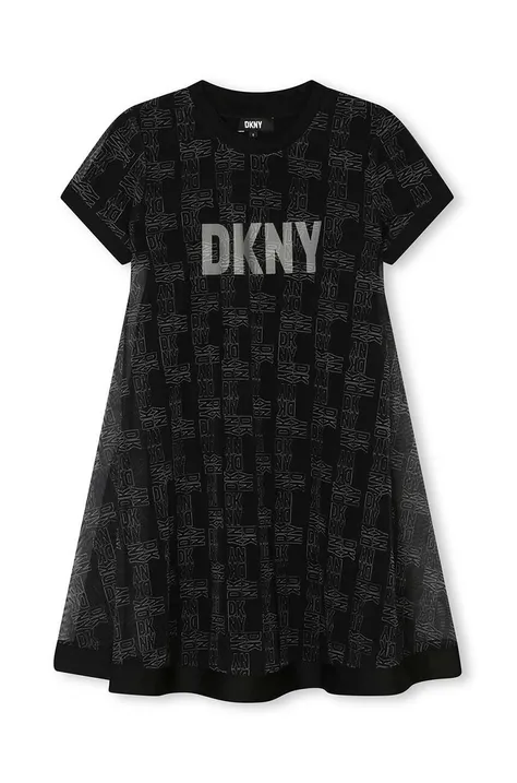 Παιδικό φόρεμα DKNY χρώμα: μαύρο