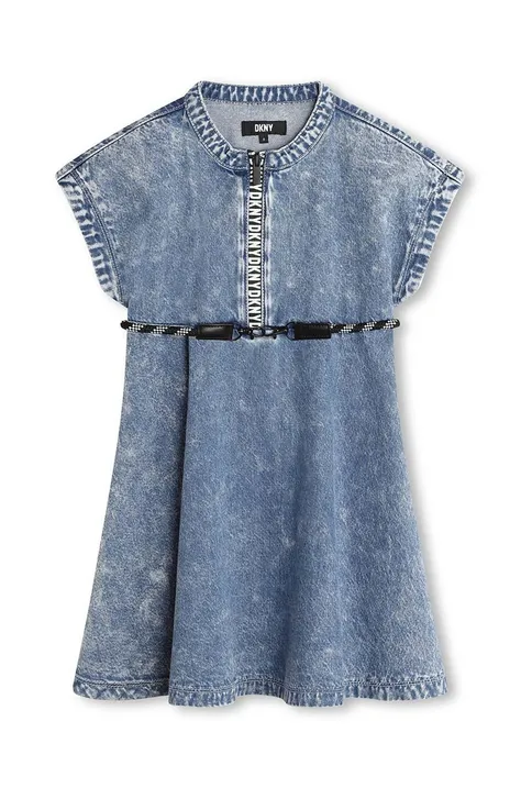 Dievčenské rifľové šaty Dkny mini, áčkový strih