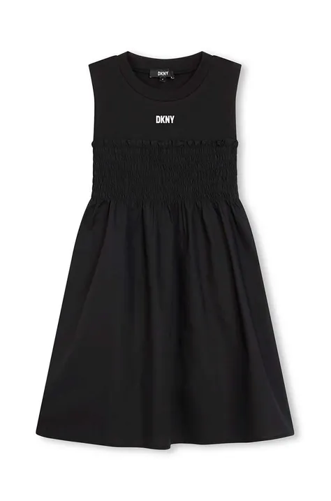 Dječja haljina Dkny boja: crna, midi, širi se prema dolje