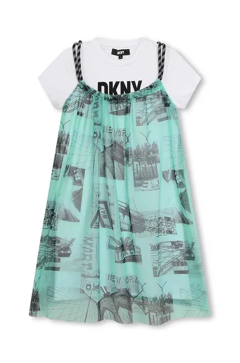 Παιδικό φόρεμα DKNY χρώμα: πράσινο