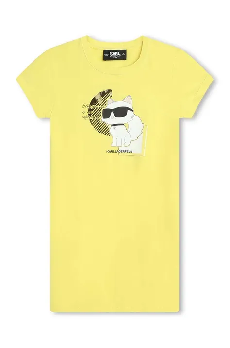Dievčenské šaty Karl Lagerfeld žltá farba, mini, rovný strih