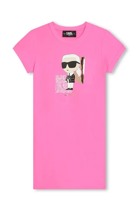 Dievčenské šaty Karl Lagerfeld ružová farba, mini, rovný strih