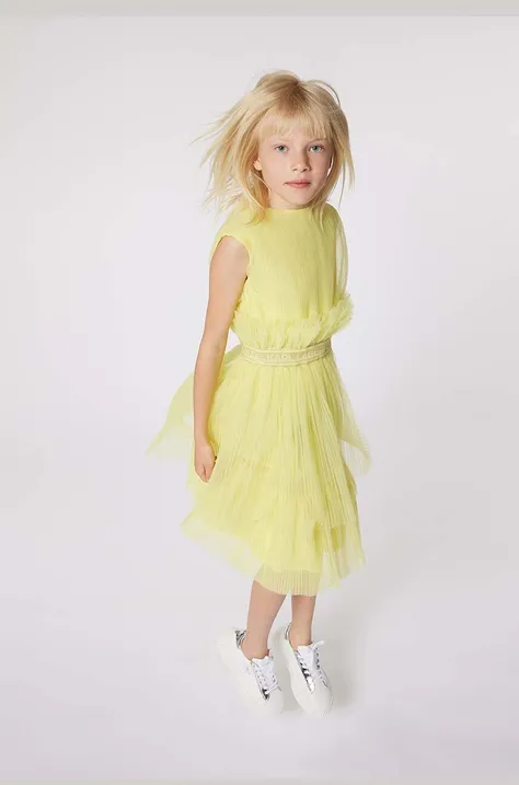 Dječja haljina Karl Lagerfeld boja: žuta, mini, ravna