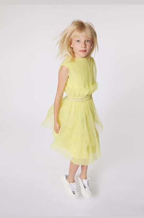 Karl Lagerfeld rochie fete culoarea galben, mini, evazată