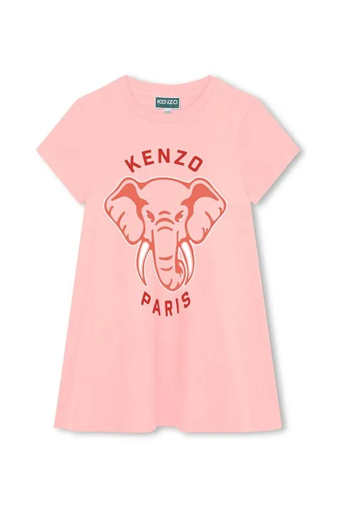 Παιδικό βαμβακερό φόρεμα Kenzo Kids χρώμα: ροζ