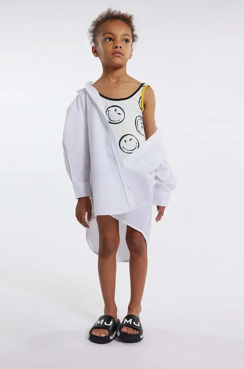 Otroška bombažna obleka Marc Jacobs bela barva