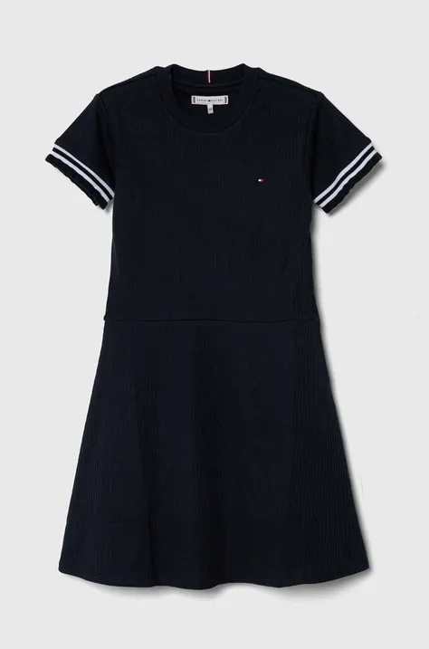 Tommy Hilfiger rochie din bumbac pentru copii culoarea albastru marin, mini, evazati