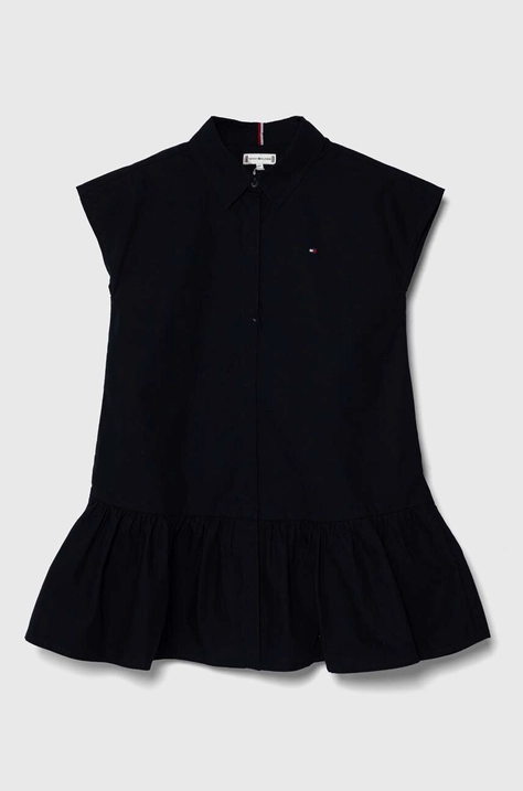 Tommy Hilfiger rochie din bumbac pentru copii culoarea albastru marin, mini, drept