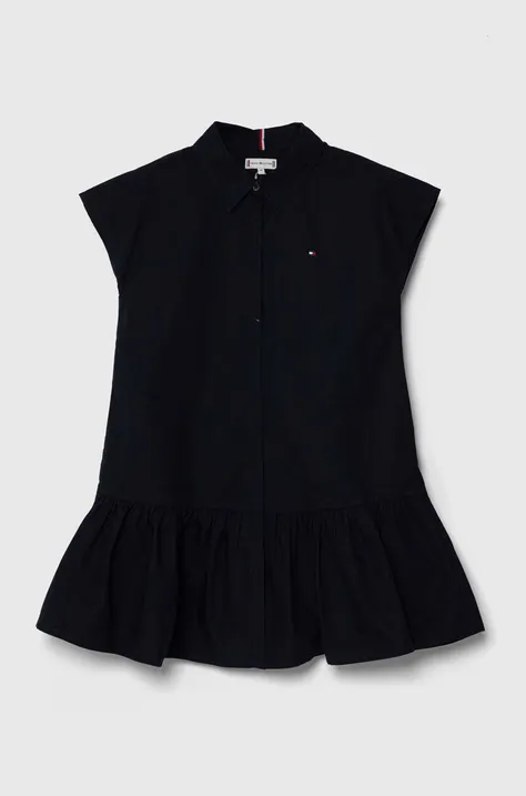 Tommy Hilfiger rochie din bumbac pentru copii culoarea albastru marin, mini, drept