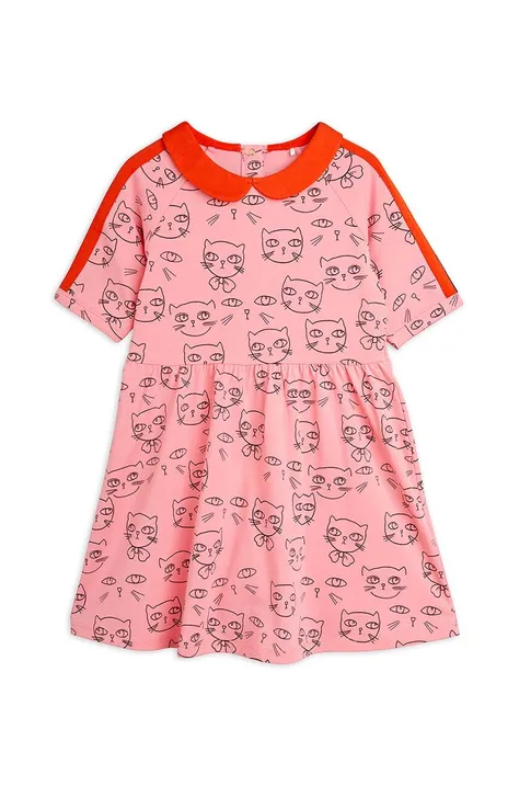 Dětské bavlněné šaty Mini Rodini Cathlethes růžová barva, mini