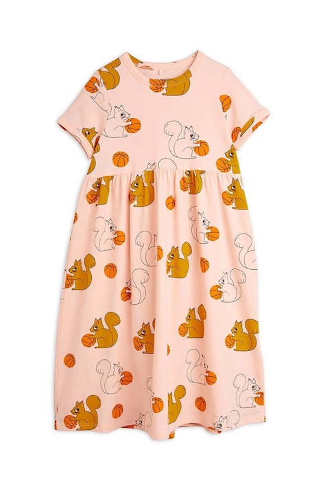 Dívčí šaty Mini Rodini Squirrels růžová barva, mini