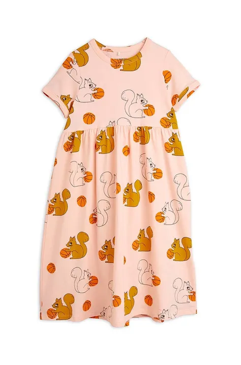 Dívčí šaty Mini Rodini Squirrels růžová barva, mini