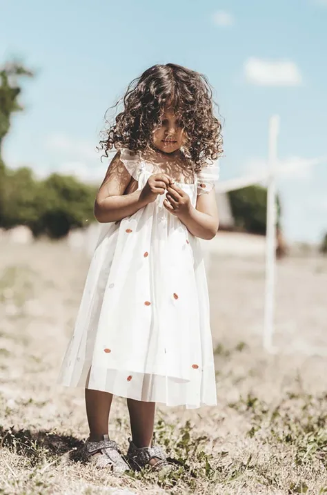 Дитяча бавовняна сукня That's mine Halia колір бежевий mini розкльошена