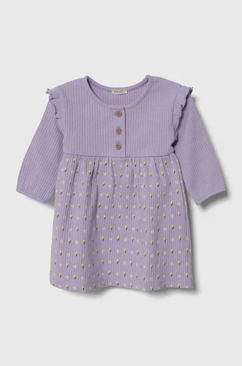 United Colors of Benetton rochie bebe culoarea violet, mini, evazati