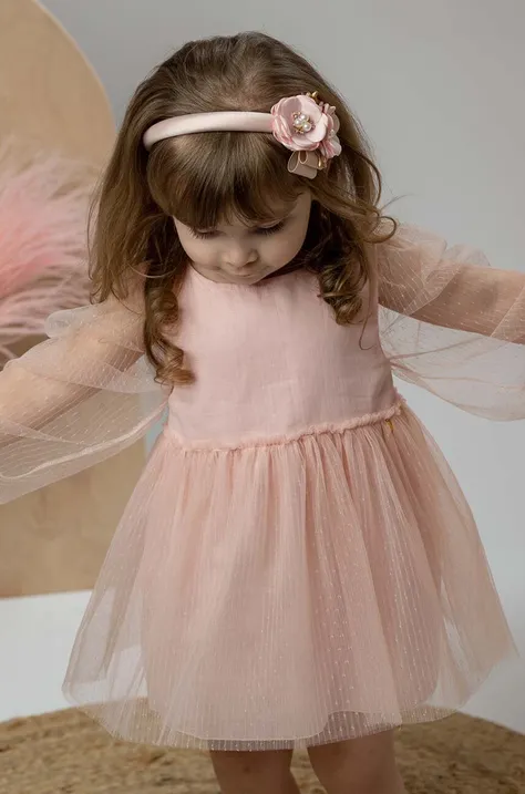 Dječja pamučna haljina Jamiks boja: ružičasta, mini, širi se prema dolje