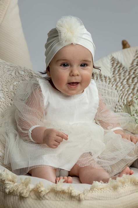 Jamiks rochie din bumbac pentru copii culoarea bej, mini, evazată