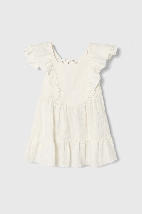 Jamiks sukienka bawełniana dziecięca kolor beżowy mini rozkloszowana