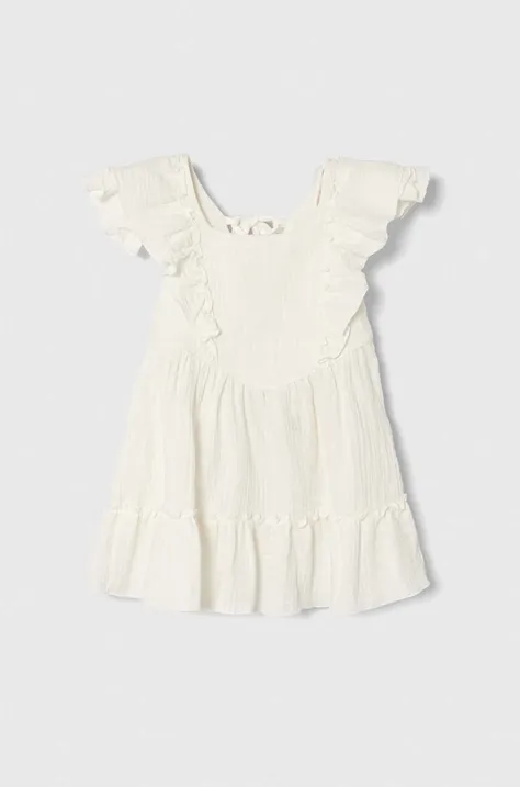 Dětské bavlněné šaty Jamiks béžová barva, mini