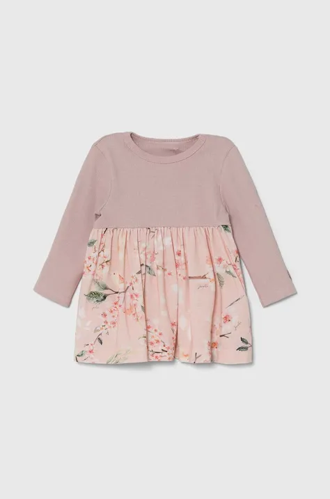 Haljina za bebe Jamiks boja: ružičasta, mini, širi se prema dolje