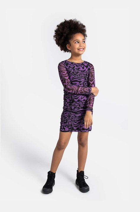 Coccodrillo rochie fete culoarea violet, mini, dreaptă