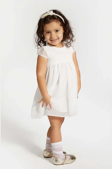 Haljina za bebe Coccodrillo boja: bijela, mini, ravna
