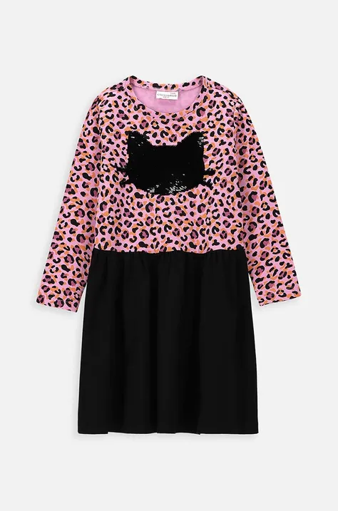 Dječja haljina Coccodrillo boja: ružičasta, mini, širi se prema dolje