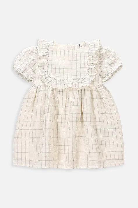 Pamučna haljina za bebe Coccodrillo boja: bež, mini, širi se prema dolje