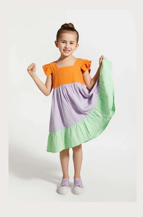 Dječja pamučna haljina Coccodrillo mini, širi se prema dolje