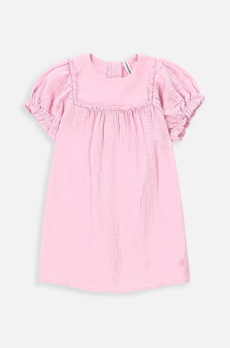 Dječja pamučna haljina Coccodrillo boja: ružičasta, mini, širi se prema dolje