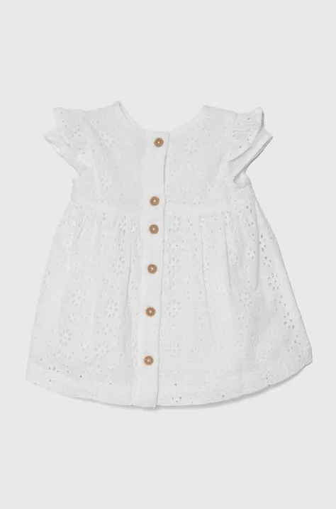 United Colors of Benetton sukienka bawełniana niemowlęca kolor biały mini rozkloszowana