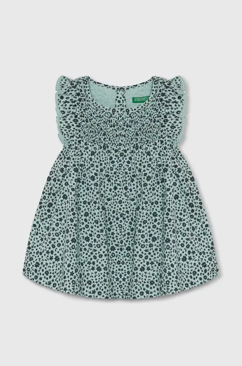 Детское платье United Colors of Benetton цвет зелёный mini расклешённая