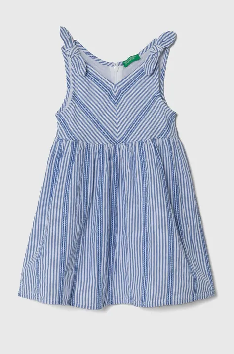 Dievčenské bavlnené šaty United Colors of Benetton midi, áčkový strih