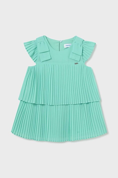 Mayoral rochie din bumbac pentru bebeluși culoarea verde, mini, evazată
