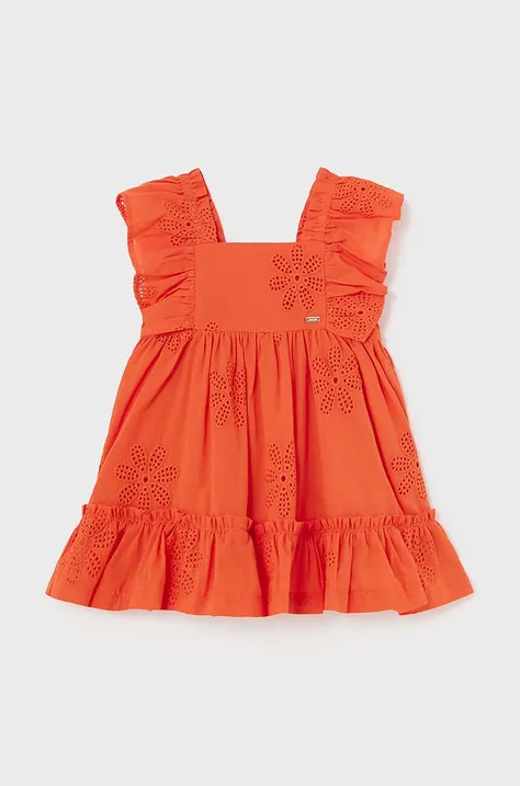 Haljina za bebe Mayoral boja: narančasta, mini, širi se prema dolje